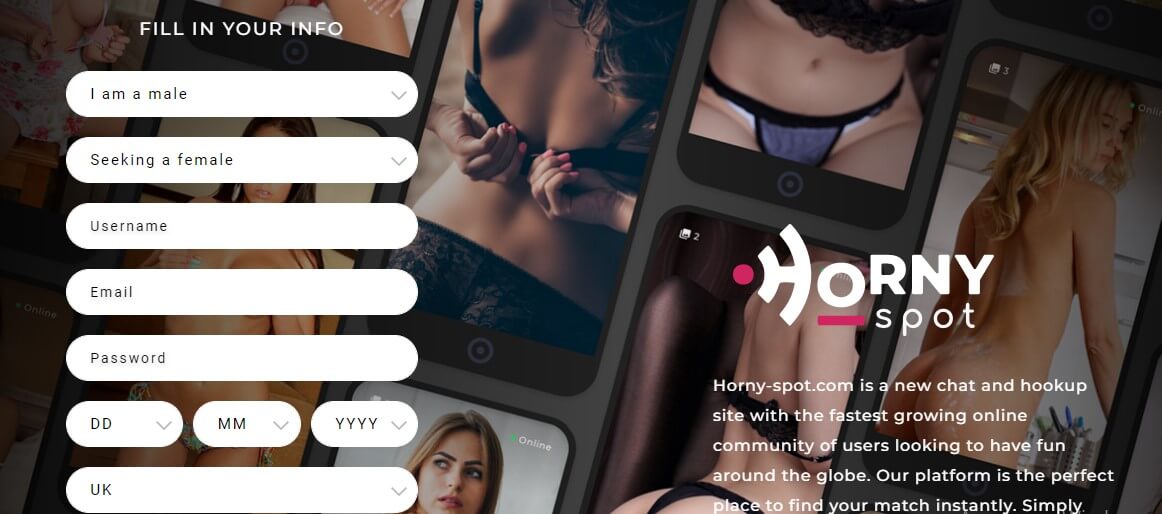 Screenshot Horny Spot Main Page